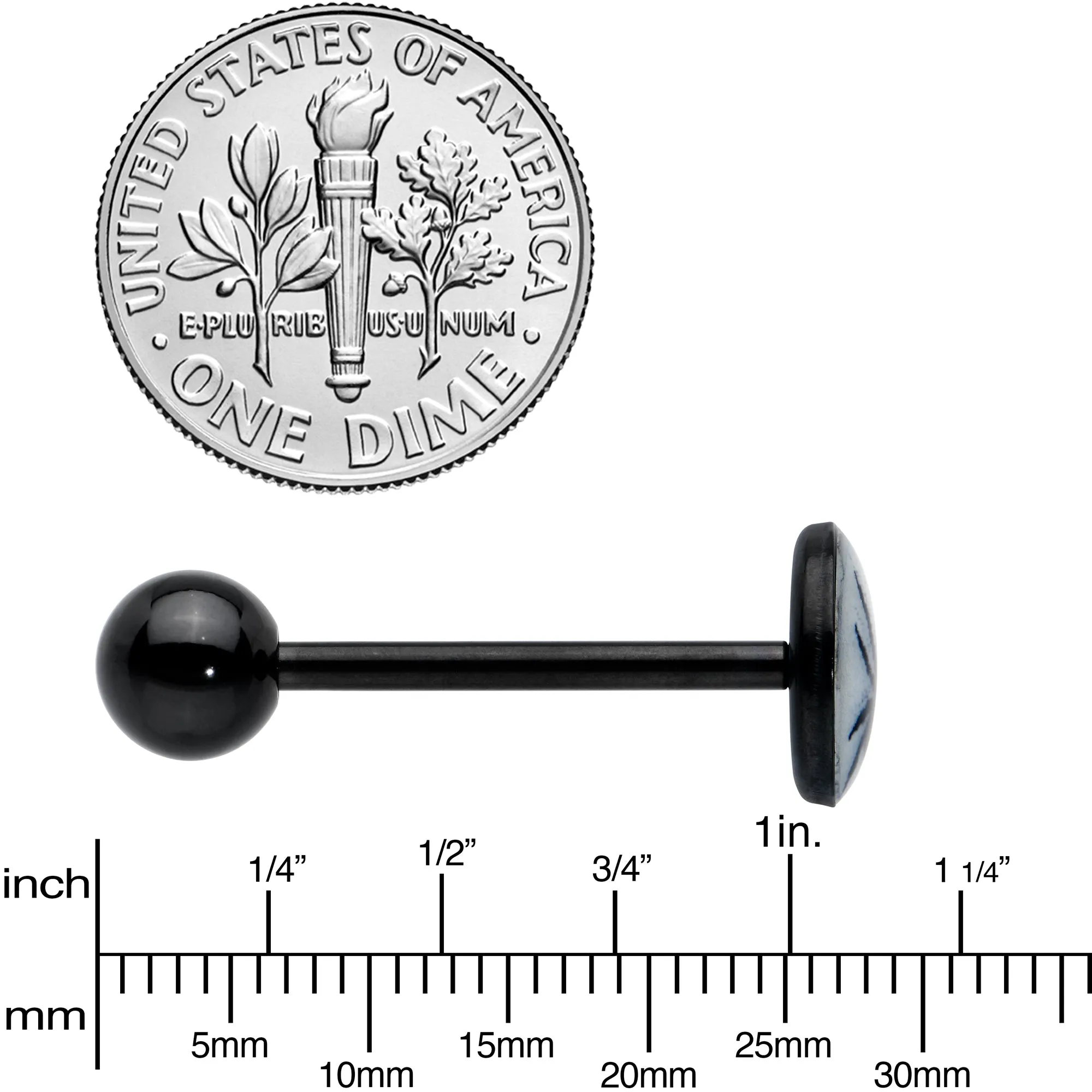 Glow in the Dark Black Anodized Black Widow Spider Barbell Tongue Ring