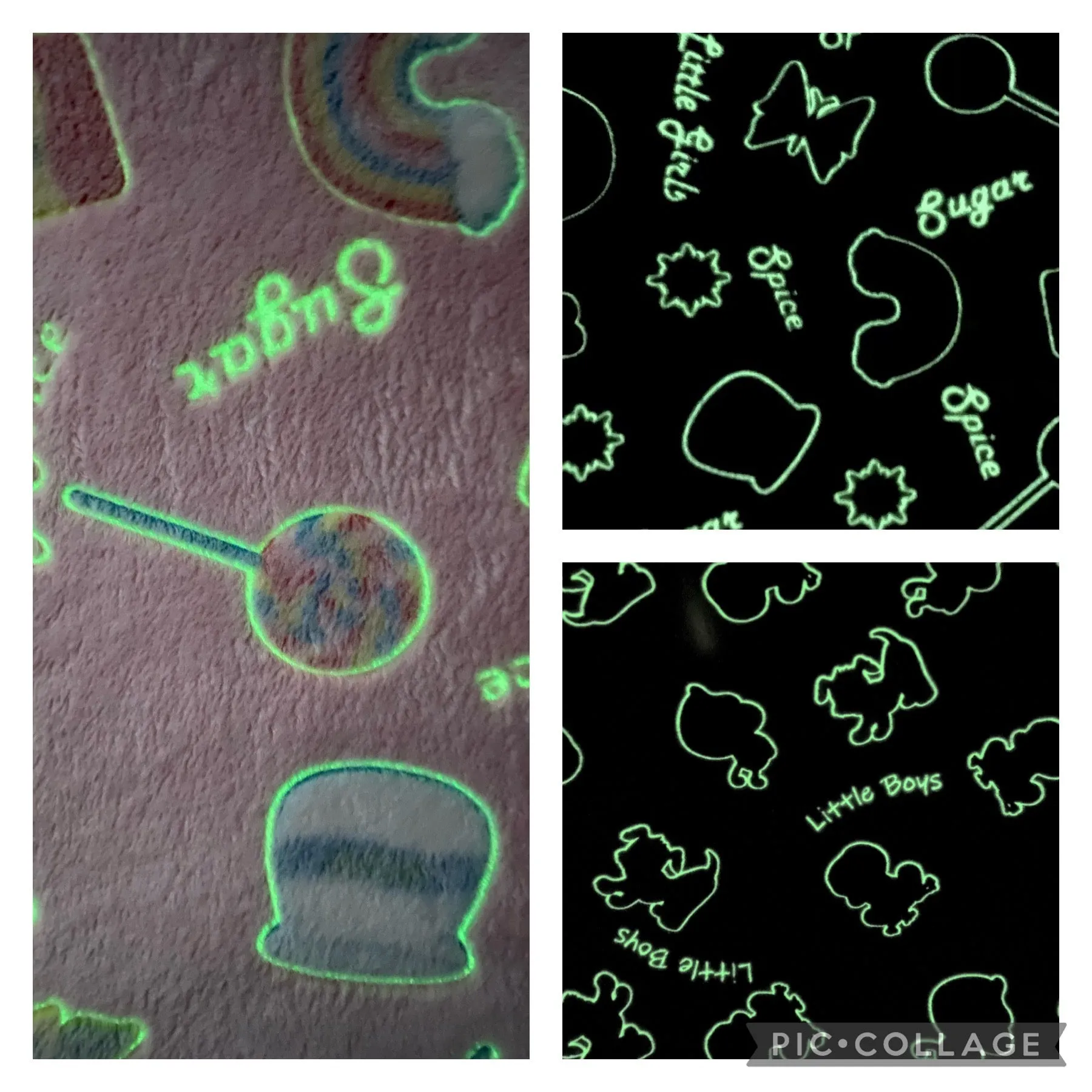 Glow in The Dark Blankets - Little Girls’ Sugar, Spice, & Everything Nice - Little Boys’ Frogs, Snails, and Puppy-Dogs’ Tails