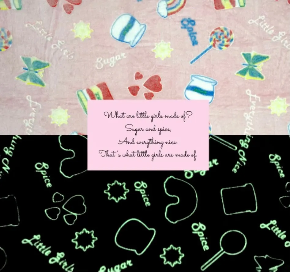 Glow in The Dark Blankets - Little Girls’ Sugar, Spice, & Everything Nice - Little Boys’ Frogs, Snails, and Puppy-Dogs’ Tails