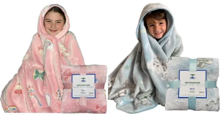 Glow in The Dark Blankets - Little Girls’ Sugar, Spice, & Everything Nice - Little Boys’ Frogs, Snails, and Puppy-Dogs’ Tails