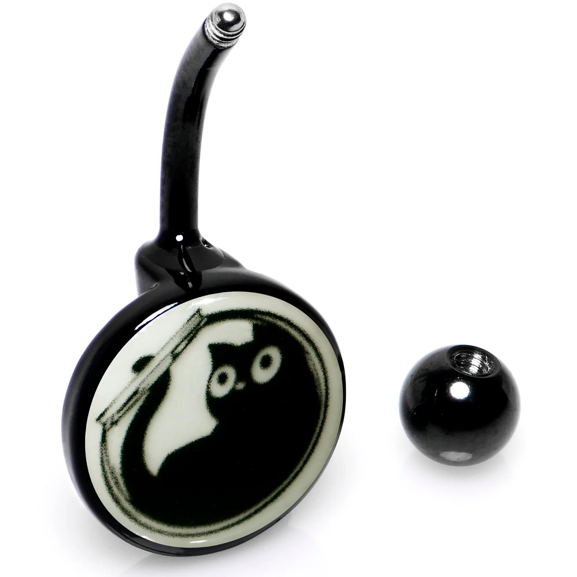 Glow in the Dark Fishbowl Kitty Cat Belly Ring