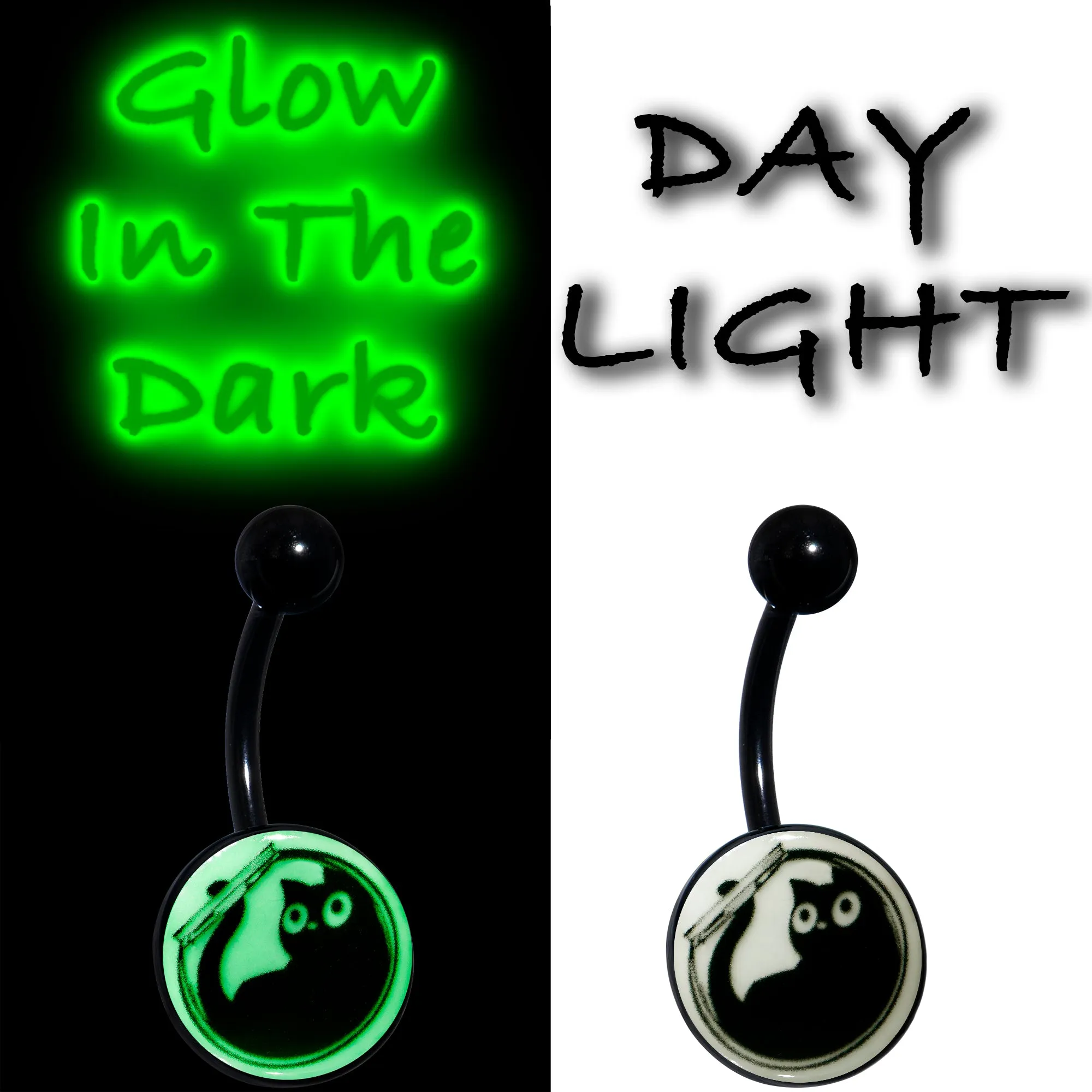 Glow in the Dark Fishbowl Kitty Cat Belly Ring