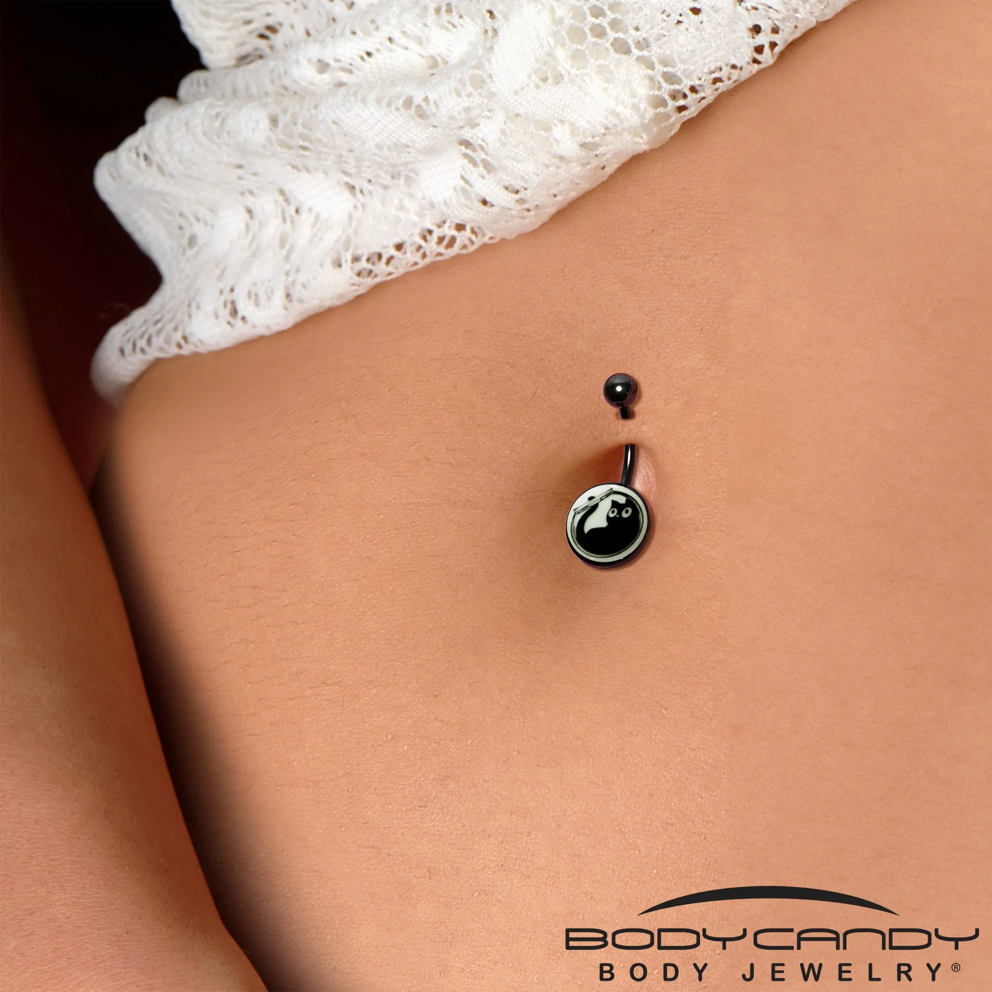 Glow in the Dark Fishbowl Kitty Cat Belly Ring