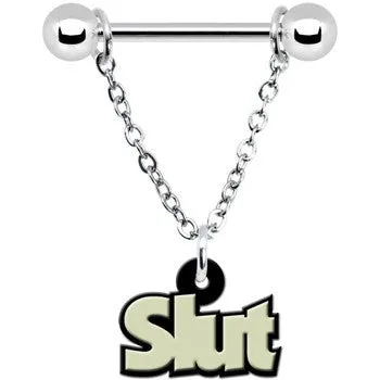 Glow in the Dark Slut Chain Dangle Nipple Ring Set