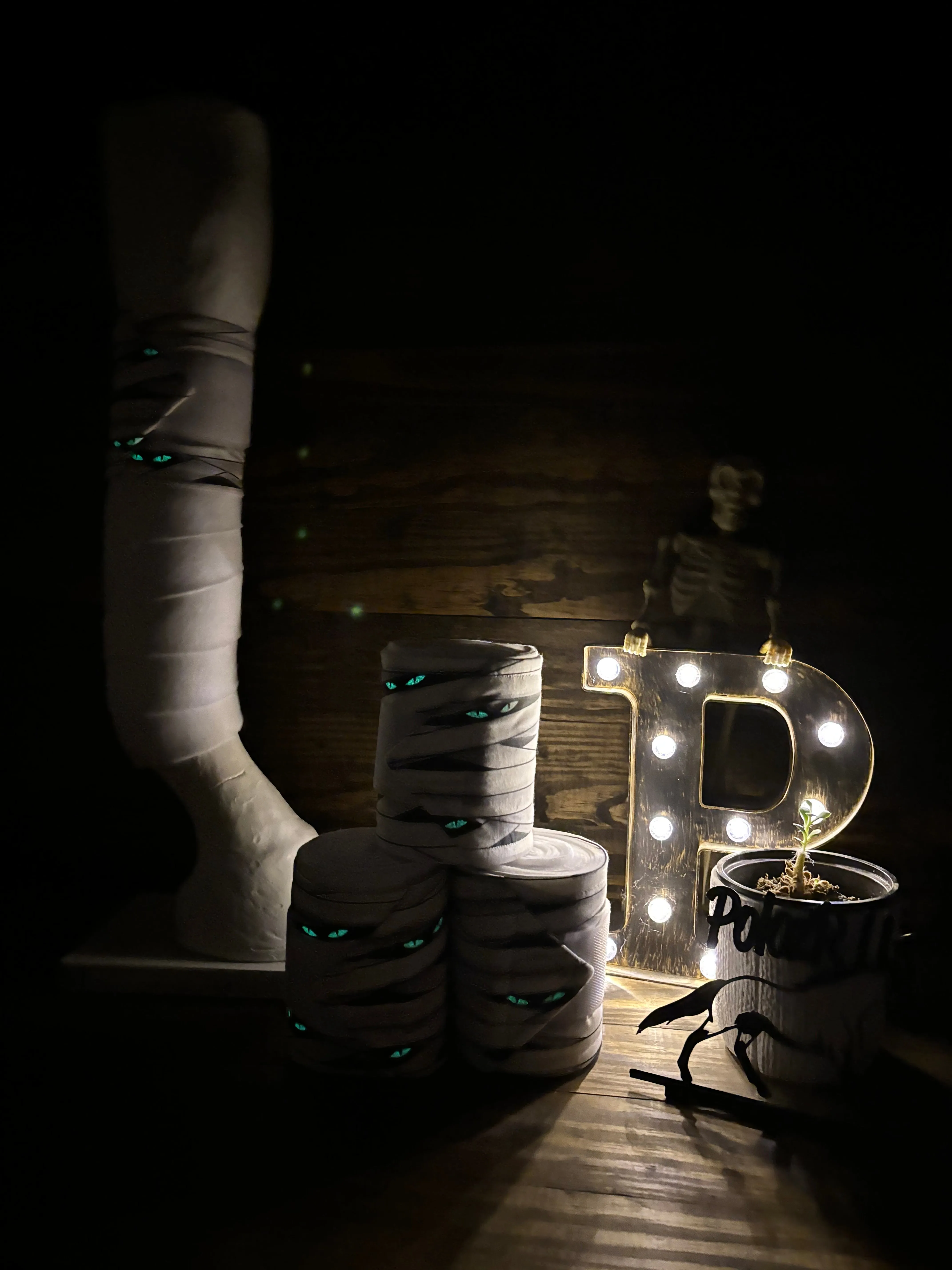 Glow in the dark! White Polo Wraps with Mummy Accent - Horse Sized - Set of 4