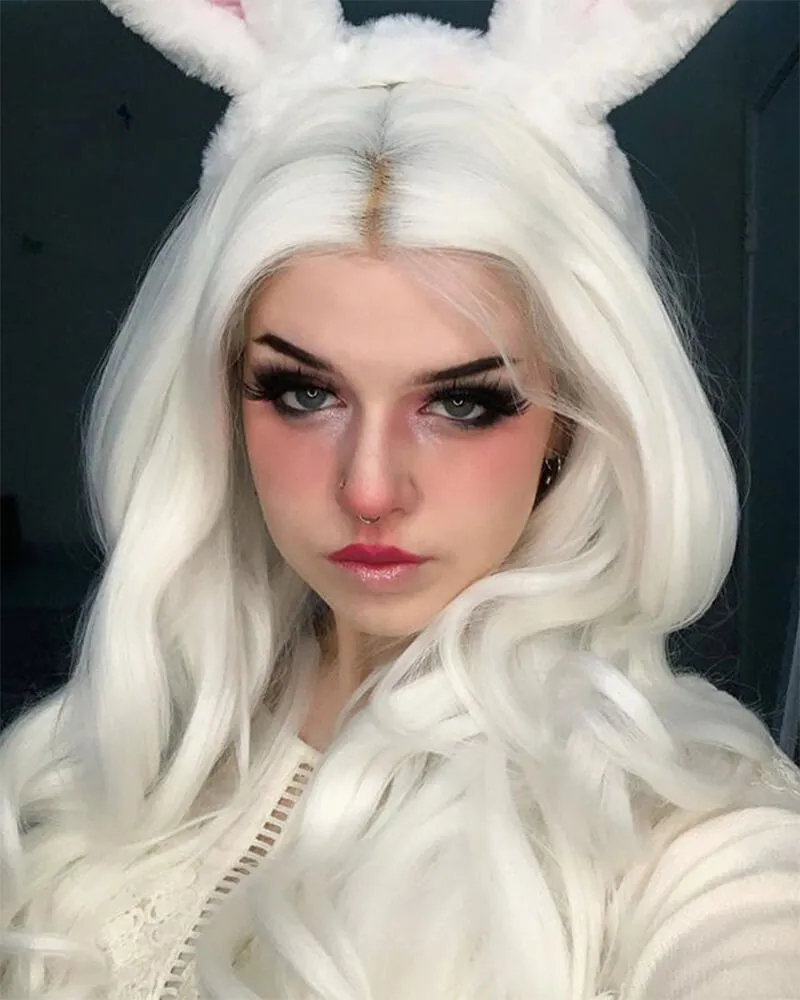 Glow in the Dark Wig White Lace Front Wig WT110