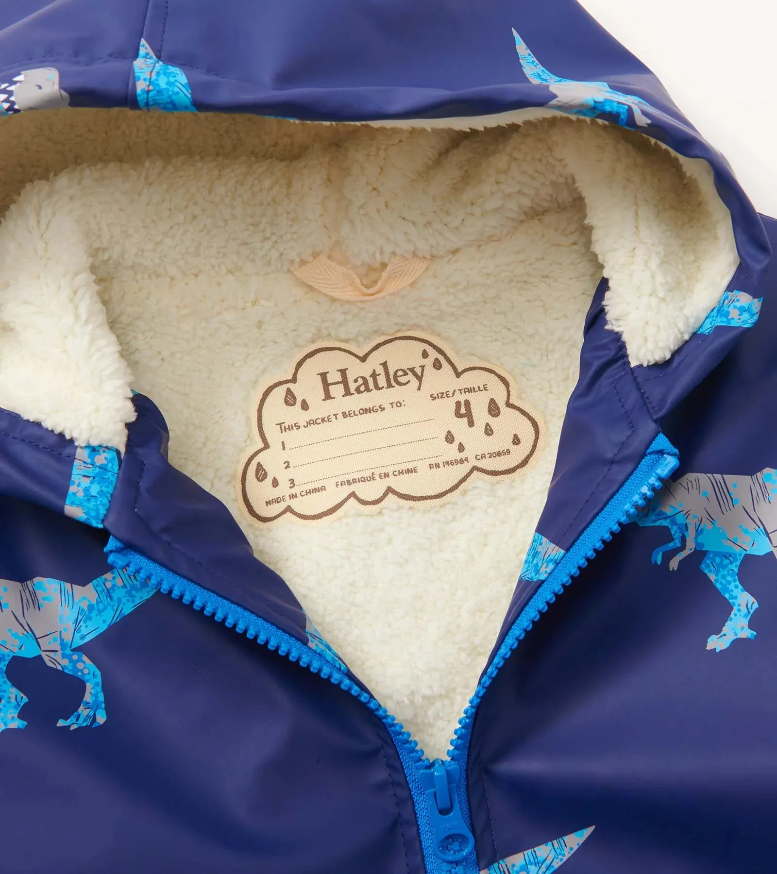 Hatley T-Rex Attack Sherpa Lined Splash Rain Jacket