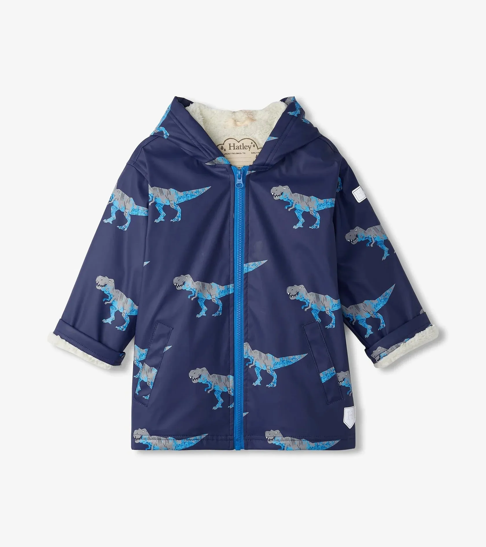 Hatley T-Rex Attack Sherpa Lined Splash Rain Jacket