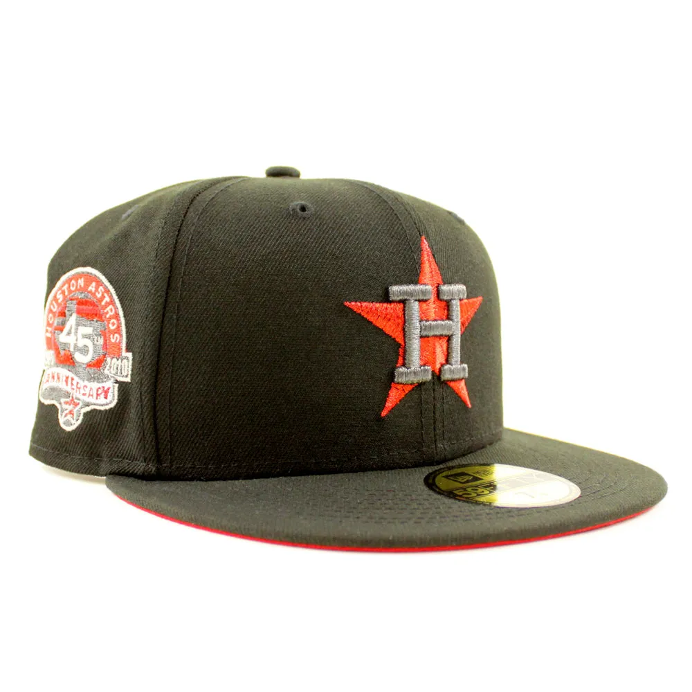 Houston Astros 45TH ANNIVERSARY New Era 59Fifty Fitted Hat (Black Metallic Red Under Brim)