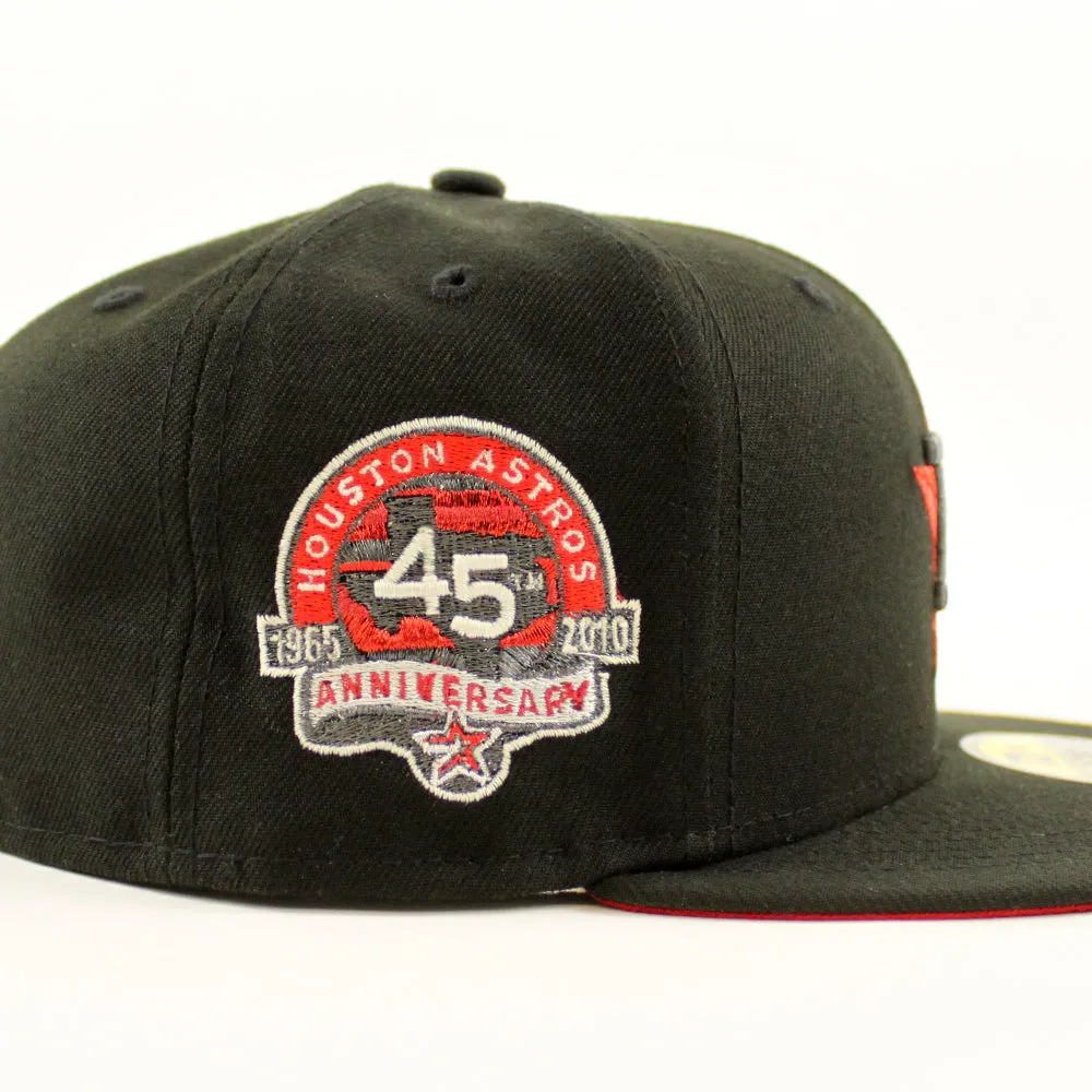 Houston Astros 45TH ANNIVERSARY New Era 59Fifty Fitted Hat (Black Metallic Red Under Brim)