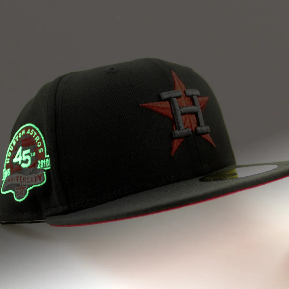 Houston Astros 45TH ANNIVERSARY New Era 59Fifty Fitted Hat (Black Metallic Red Under Brim)