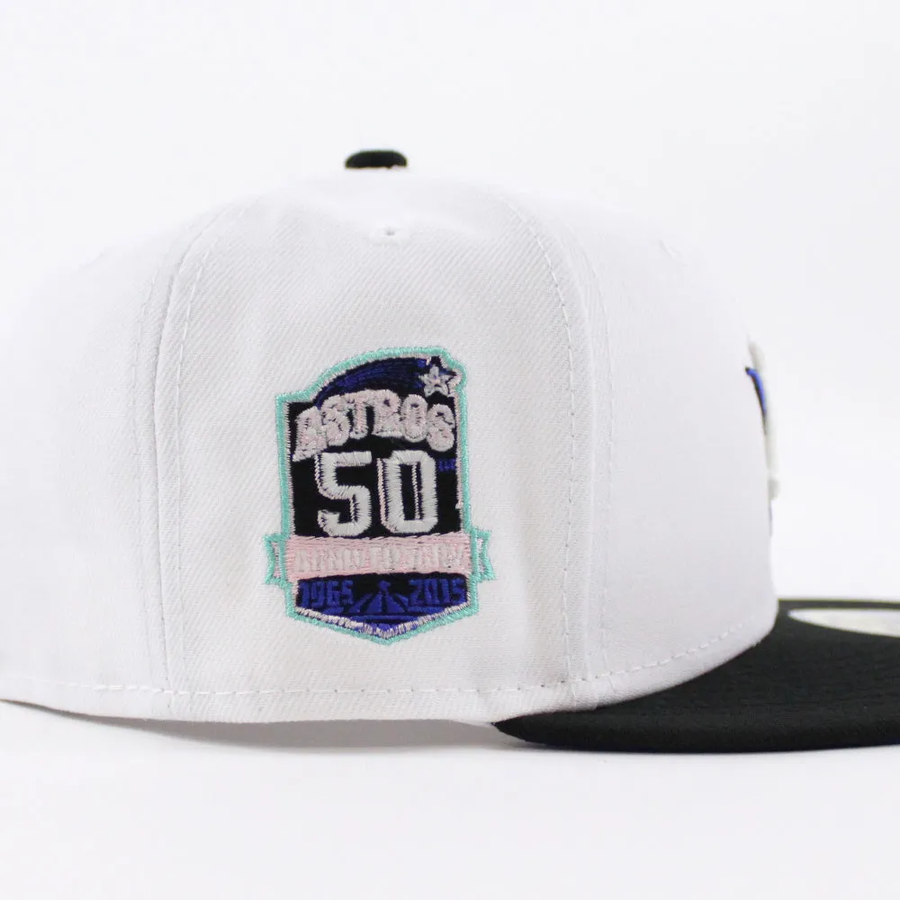 Houston Astros 50TH ANNIVERSARY New Era 59Fifty Fitted Hat (GITD White Black Royal Blue Under Brim)