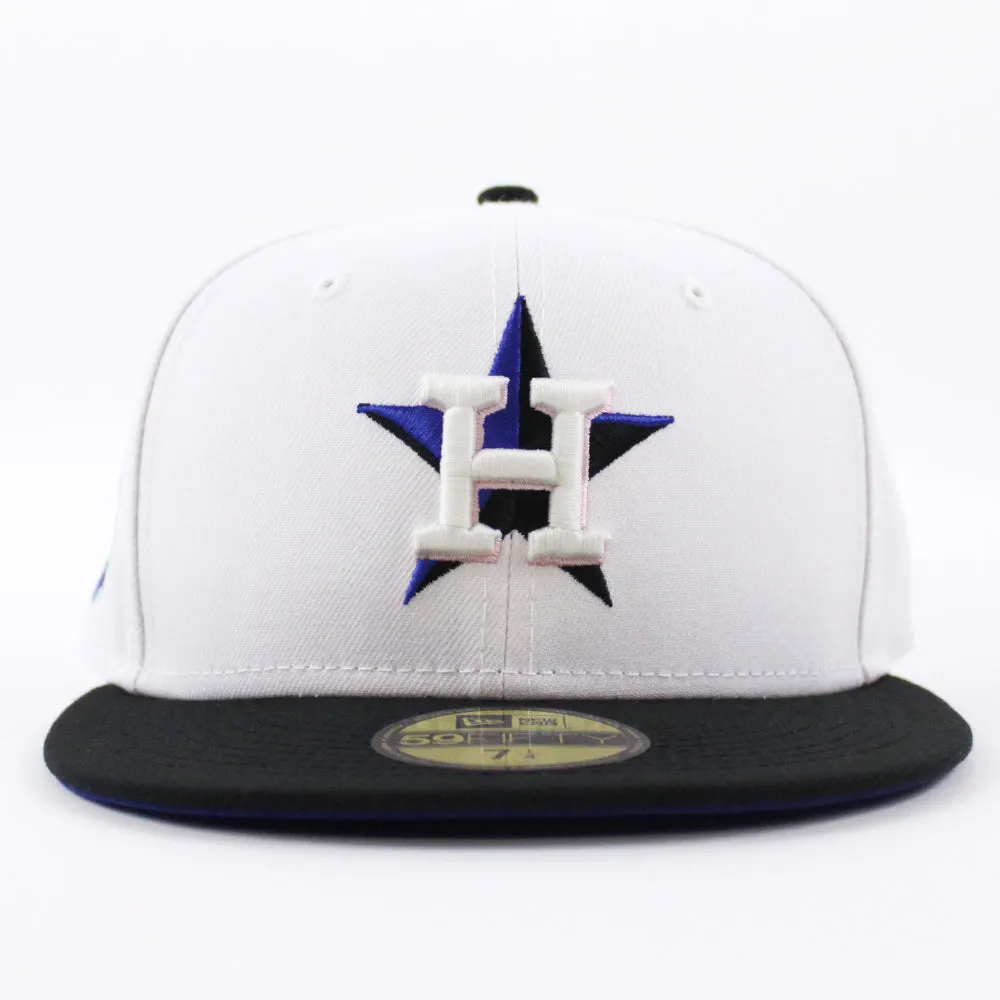 Houston Astros 50TH ANNIVERSARY New Era 59Fifty Fitted Hat (GITD White Black Royal Blue Under Brim)