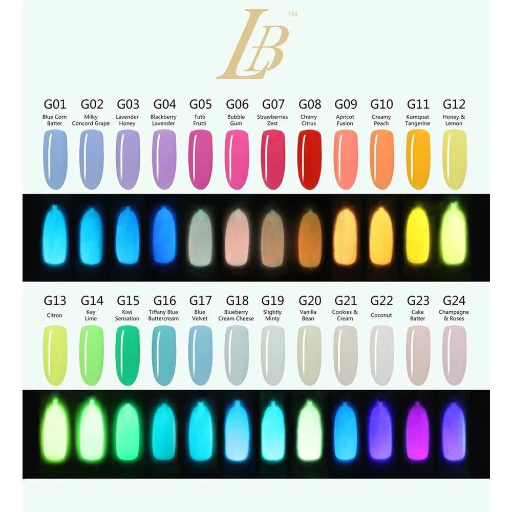 iGel LB Glow-in-the-Dark Gel Color .6 oz - Complete Set - 24 Colors (#G01-#G24)