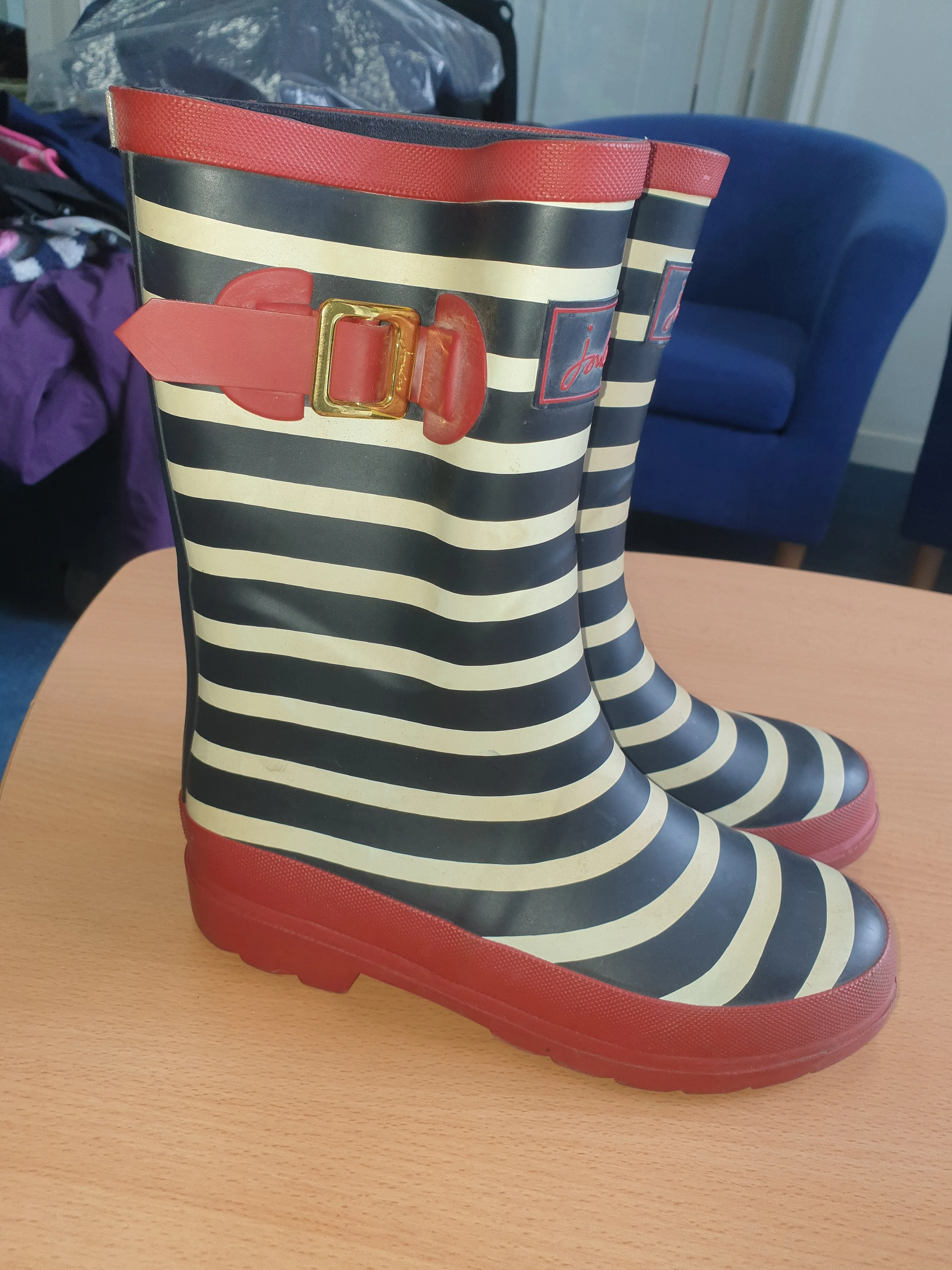 Joules stripey size 3 wellies FREE POSTAGE 🟣