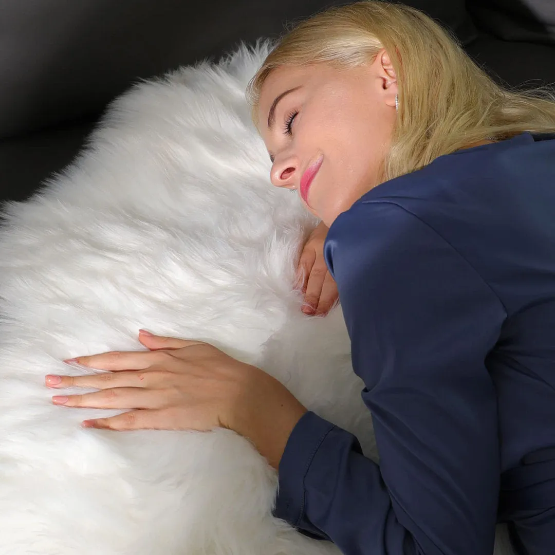 Kayzlynn Shag Faux Sheepskin White Rug Everly Quinn Rug Size: Round 3'