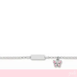 Kids Sterling Silver ID Bracelet With Butterfly Charm