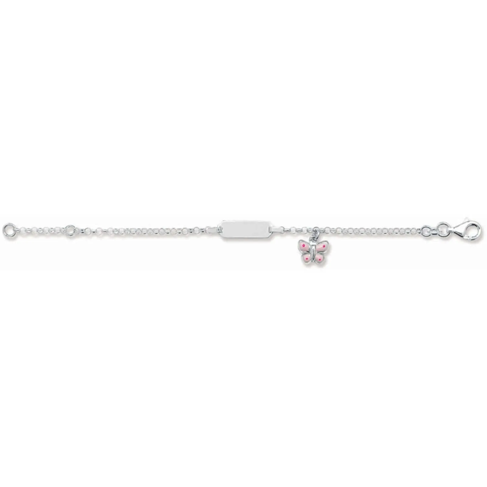 Kids Sterling Silver ID Bracelet With Butterfly Charm