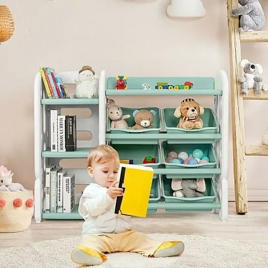 Kids Toy Storage Organizer with Bins and Multi-Layer Shelf for Bedroom Playroom