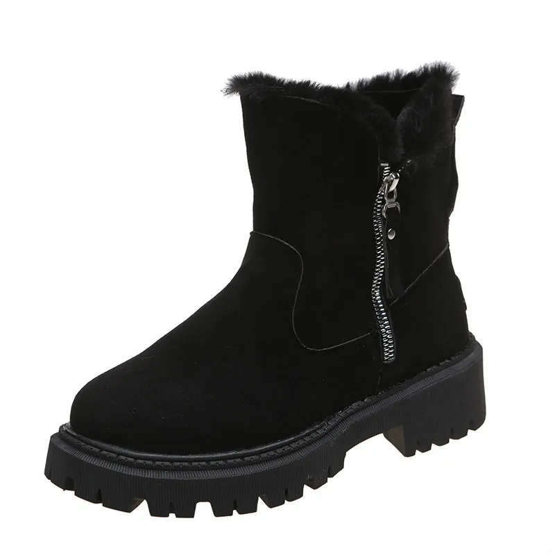 Leah – Thick Plush Snow Boots in Premium Vegan Suede with Non-Slip Sole