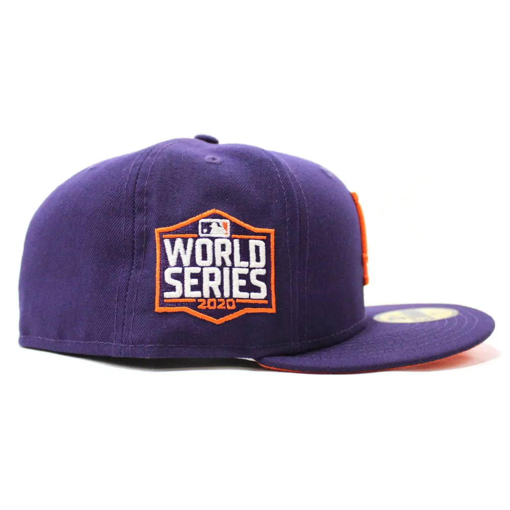 Los Angeles Dodgers 2020 World Series New Era 59Fifty Fitted Hat (Glow in the Dark Purple Orange Under Brim)