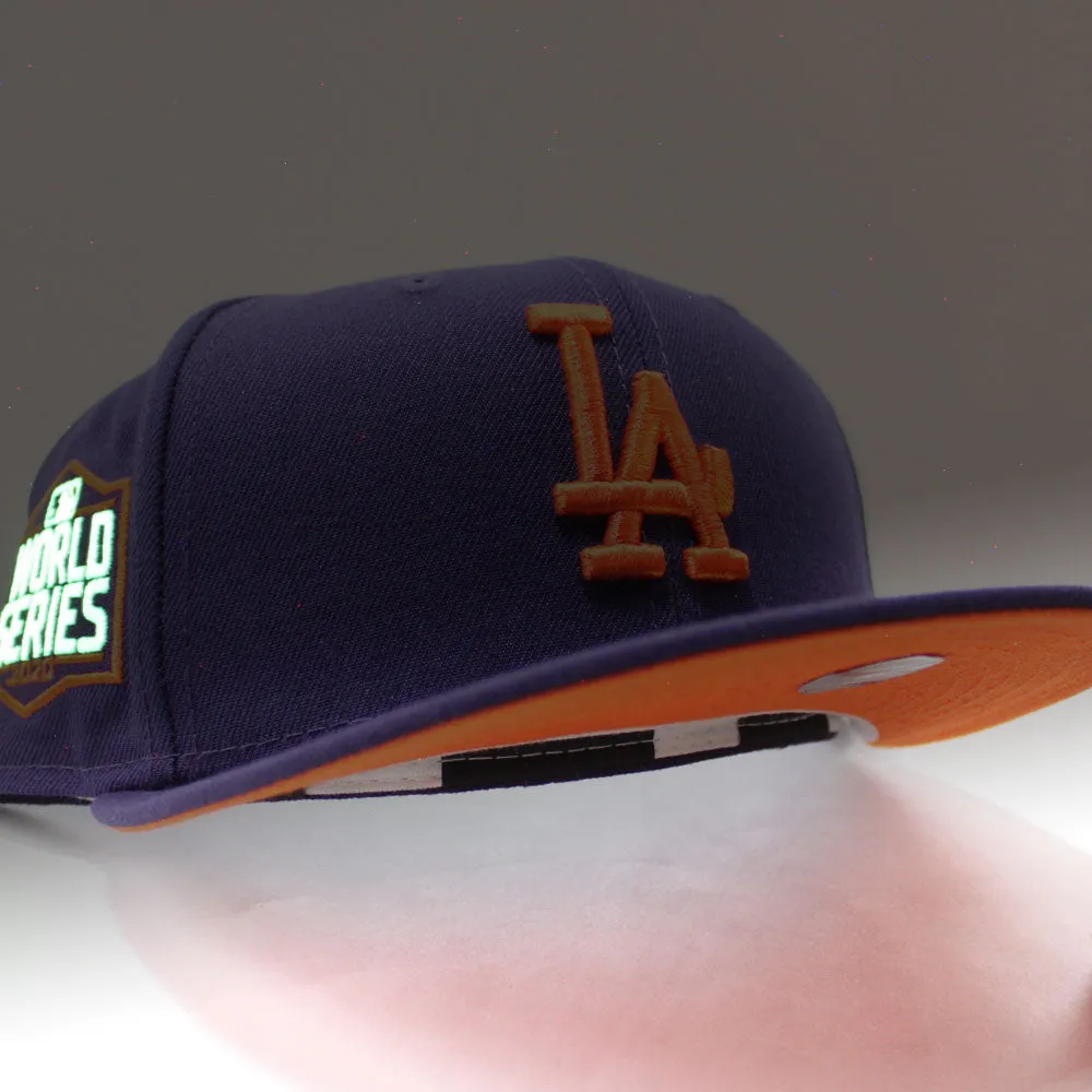 Los Angeles Dodgers 2020 World Series New Era 59Fifty Fitted Hat (Glow in the Dark Purple Orange Under Brim)