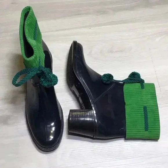 Marc Jacobs SZ 9 Navy Blue/Green Rain boots
