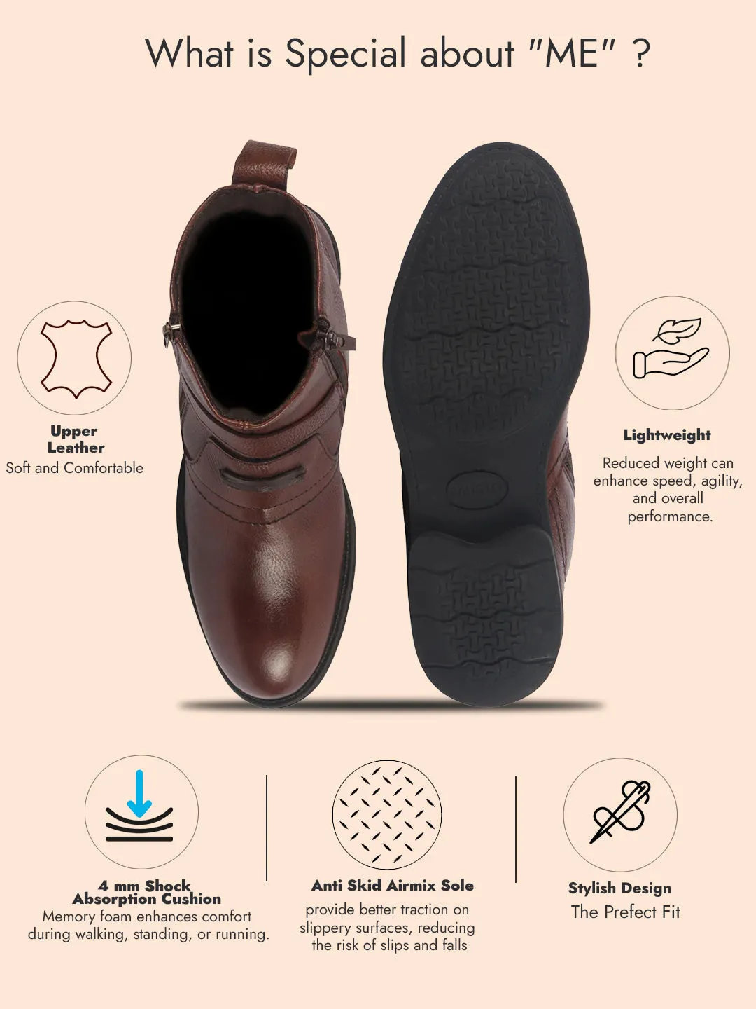 Men Tan Genuine Leather Side Zipper Adjustable Strap Classic Slip On Chelsea Boots|TPR Welted Sole|Slip Resistant Boots For Winter