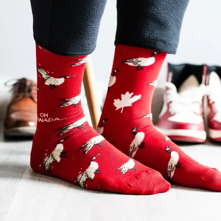 Men's Red Canada Goose Socks