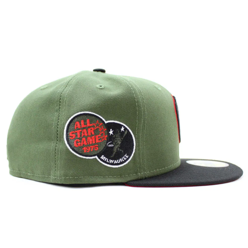 Milwaukee Brewers 1975 All-Star Game New Era 59Fifty Fitted Hat (Glow in the Dark Patch Dark Green Orange Under Brim)