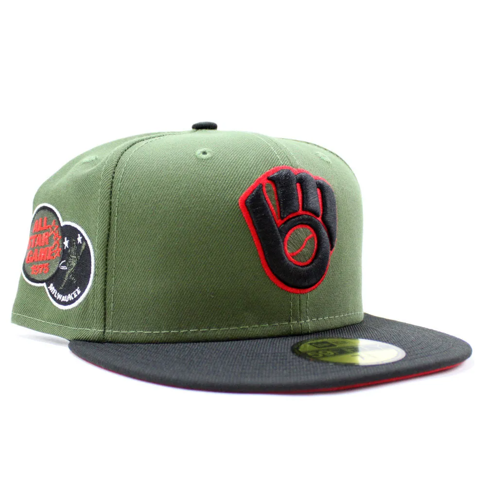 Milwaukee Brewers 1975 All-Star Game New Era 59Fifty Fitted Hat (Glow in the Dark Patch Dark Green Orange Under Brim)