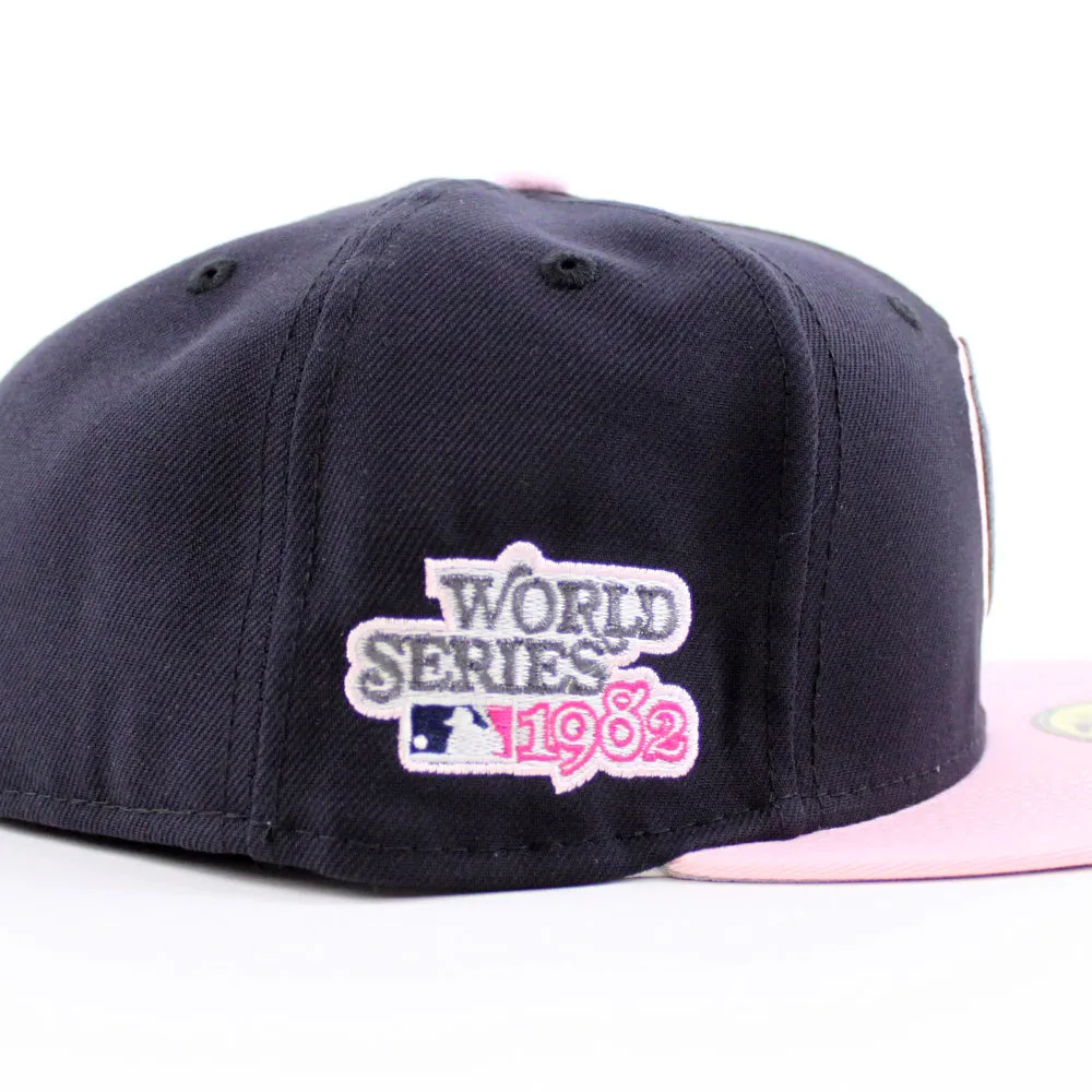 Milwaukee Brewers 1982 World Series New Era 59Fifty Fitted Hat (GITD Navy Pink Gray Under Brim)