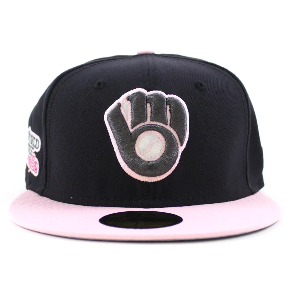 Milwaukee Brewers 1982 World Series New Era 59Fifty Fitted Hat (GITD Navy Pink Gray Under Brim)