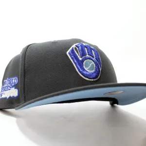 Milwaukee Brewers 1982 World Series New Era 59Fifty Fitted Hat (Glow in the Dark Dark Gray M.Blue Sky Blue Under Brim)