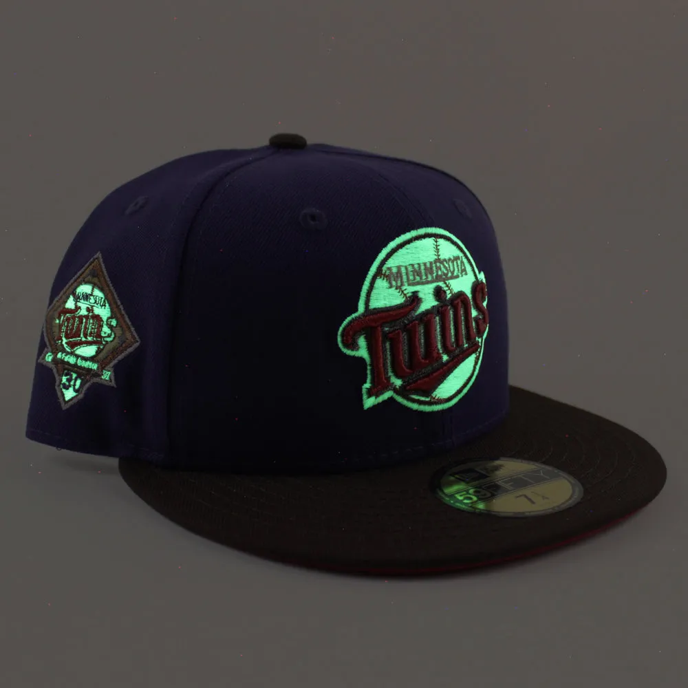 Minnesota Twins 30th Anniversary New Era 59Fifty Fitted Hat (GITD Purple Burnt Wood Scarlet Under Brim)