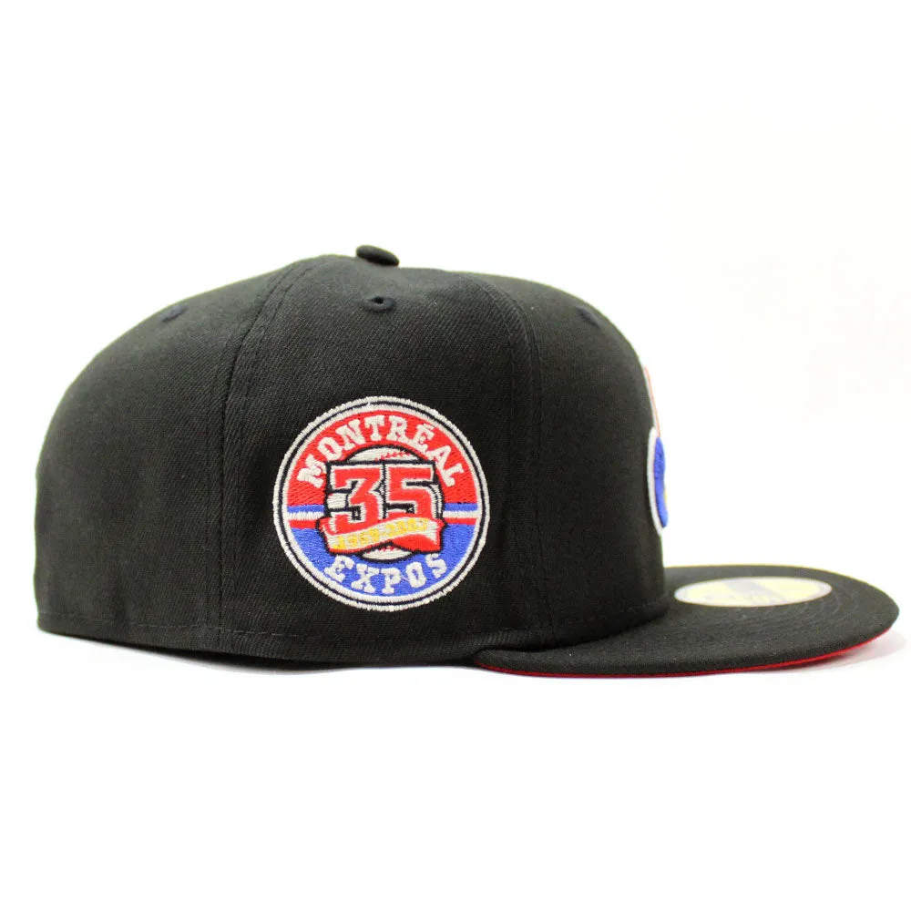Montreal Expos 35th Anniversary New Era Fitted 59Fifty Hat (GITD Black Red Under Brim)