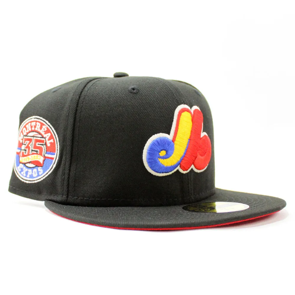 Montreal Expos 35th Anniversary New Era Fitted 59Fifty Hat (GITD Black Red Under Brim)