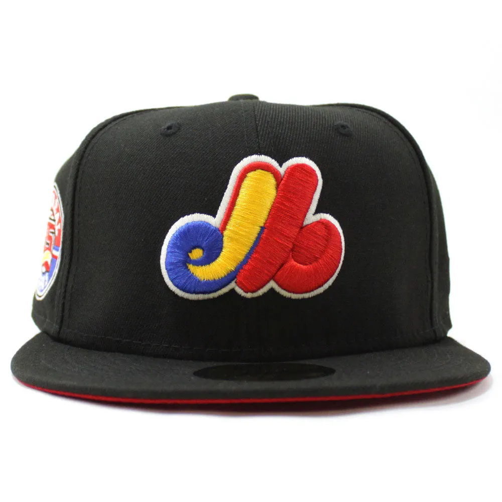 Montreal Expos 35th Anniversary New Era Fitted 59Fifty Hat (GITD Black Red Under Brim)