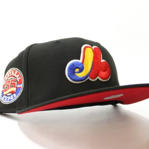 Montreal Expos 35th Anniversary New Era Fitted 59Fifty Hat (GITD Black Red Under Brim)
