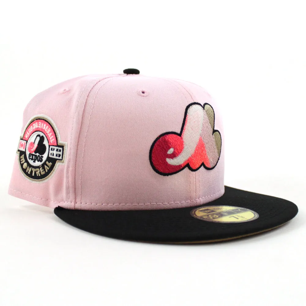 Montreal Expos CLUB DE BASEBALL MONTREAL New Era Fitted 59Fifty Hat (GITD Pink Black Khaki Under Brim)