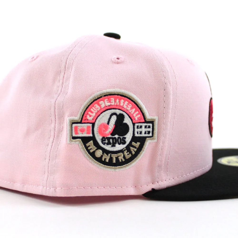 Montreal Expos CLUB DE BASEBALL MONTREAL New Era Fitted 59Fifty Hat (GITD Pink Black Khaki Under Brim)