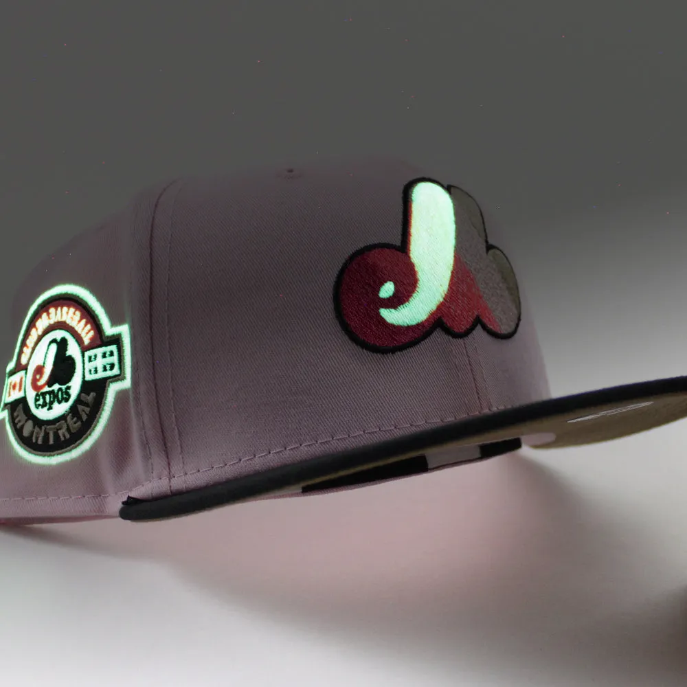 Montreal Expos CLUB DE BASEBALL MONTREAL New Era Fitted 59Fifty Hat (GITD Pink Black Khaki Under Brim)