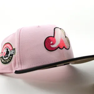 Montreal Expos CLUB DE BASEBALL MONTREAL New Era Fitted 59Fifty Hat (GITD Pink Black Khaki Under Brim)