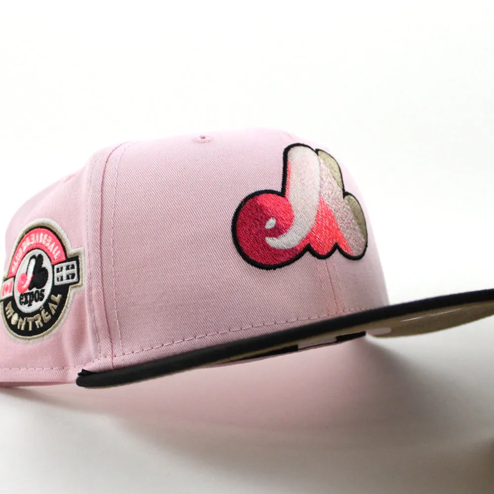 Montreal Expos CLUB DE BASEBALL MONTREAL New Era Fitted 59Fifty Hat (GITD Pink Black Khaki Under Brim)