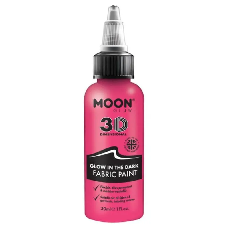 Moon Glow Glow In The Dark Fabric Paint, Pink