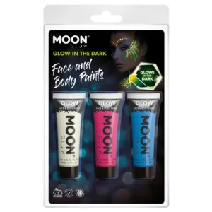 Moon Glow Glow In The Dark Face Paint, Invisible, Pink, Blue