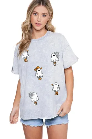 Multi Cowboy Ghosts Graphic Mineral Washed Tee