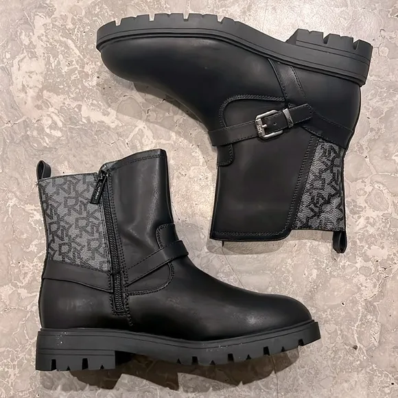 NEW DKNY Big Girls Riding Boots, Black Size 5 New in Box