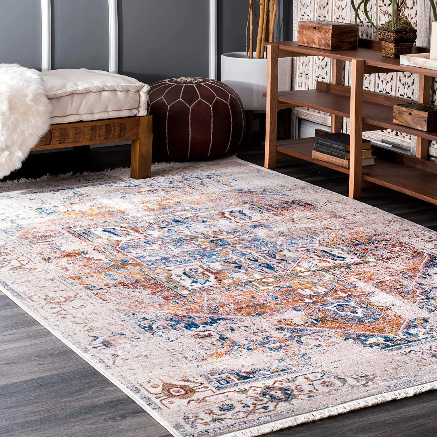New nuLOOM Ethel Medallion Fringe Area Rug, 5' x 7' 9", Ivory! Retails $335 W/Tax!
