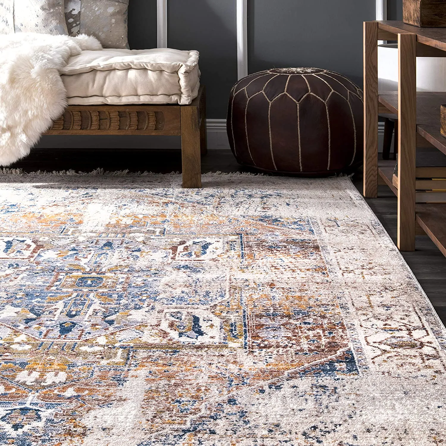 New nuLOOM Ethel Medallion Fringe Area Rug, 5' x 7' 9", Ivory! Retails $335 W/Tax!